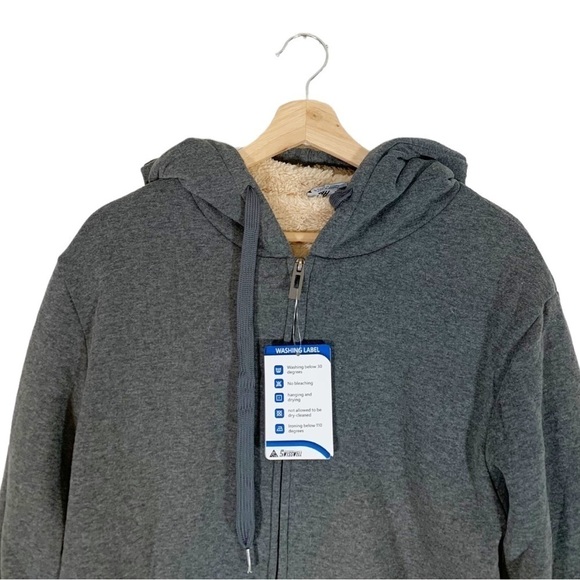 Swisswell Winter Fleece Sherpa Lined Zip up Hooded Jacket Size Medium - Picture 6 of 11
